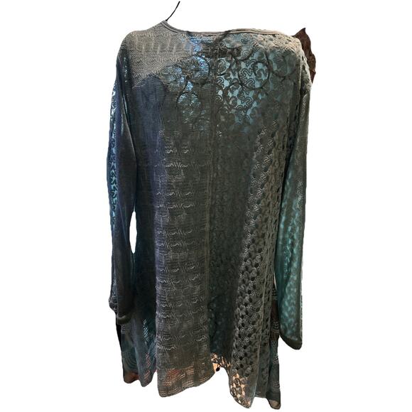 Simply Couture Tunic Women's Medium Lace Cowl Neck Shirt Sage Cottagecore Boho - Picture 4 of 6